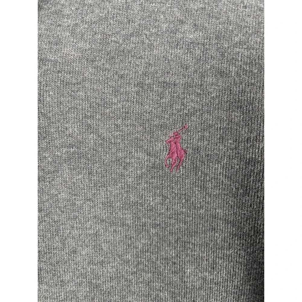 Polo Ralph Lauren Sweater Mens Large Gray Cotton 1/4 Zip Mock Neck Knit Pullover